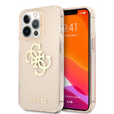 Guess GUHCP13LPCUGL4GGO Case for iPhone 13 Pro / 13 6.1 Inch Golden Glitter 4G Big Logo